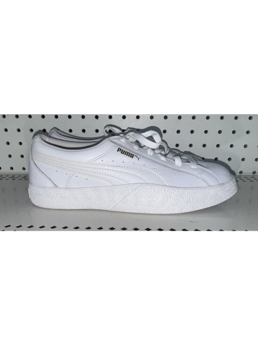 PUMA Love Tumble Leather Womens Athletic Shoes Sneakers Size 9.5 Triple White